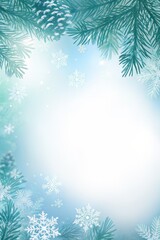 Winter background with snowflakes and pine branches isolated on white background