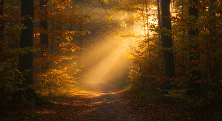 sun rays in the forest