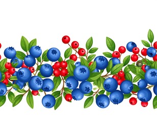 Fruit border, blueberries and red berries