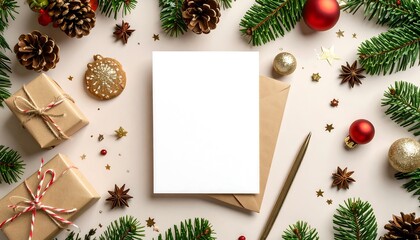 Festive Christmas stationery mock-up