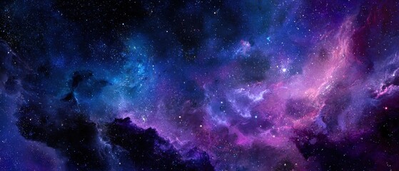 Obraz premium Vibrant Galactic Nebula - Swirling Blue, Purple, Pink Gas, Twinkling Stars.
