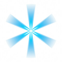 Blue luminous radial abstract shape on transparent background
