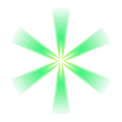 Green glowing radial abstract shape on transparent background
