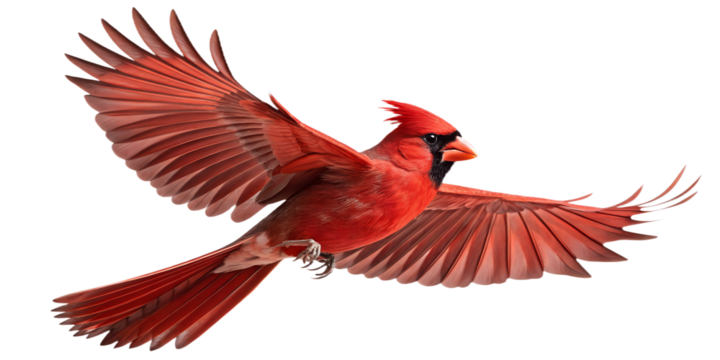 Cardinal PNG – Realistic Flying Red Bird on Transparent Background - Powered by Adobe