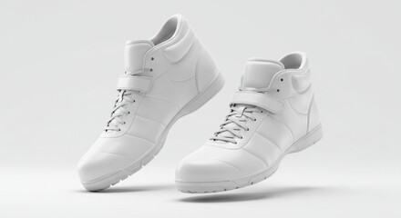 Elevated White Sneakers, Minimalist Studio Shot, Modern Design.