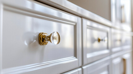 Close-up of freshly painted kitchen cabinet doors with smooth glossy finish, AI generated