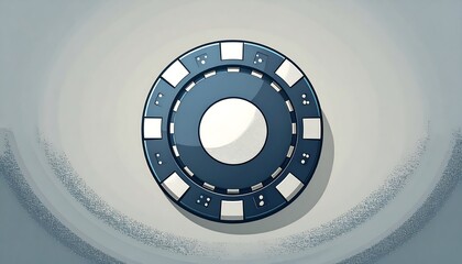 Stylized illustration of a blue casino chip, centrally lit on a muted gray surface