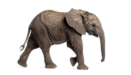 Obraz premium Young African elephant walking profile