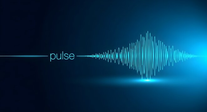 Captivating Blue Pulse Waveform Visualizing Audio Signal and Oscillating Light
