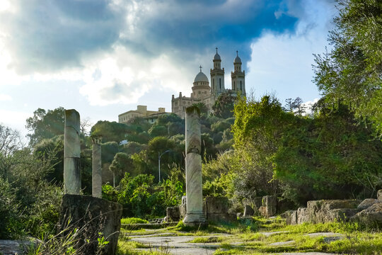 The Basilica of Saint Augustine in Annaba a Landmark of History and Faith and Roman ruins of the ancient city of Hippo, Annaba, Algeria