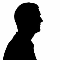 Profile Silhouette of a Man's Head and Shoulders - Vector Art