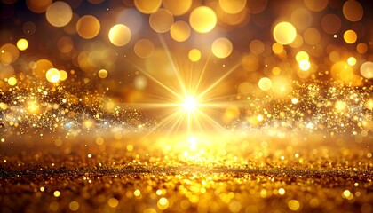 Sparkling gold glitter backdrop with bokeh lights