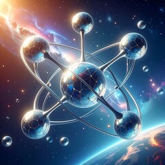 Futuristic celestial structure in space