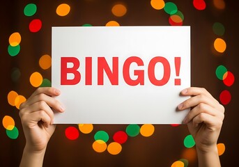 Hands holding bingo sign