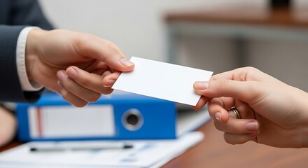 Handing over business card