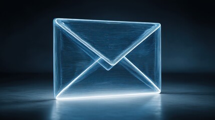 Glowing Envelope Icon Representing Digital Communication in a Dark Space With a Modern Design