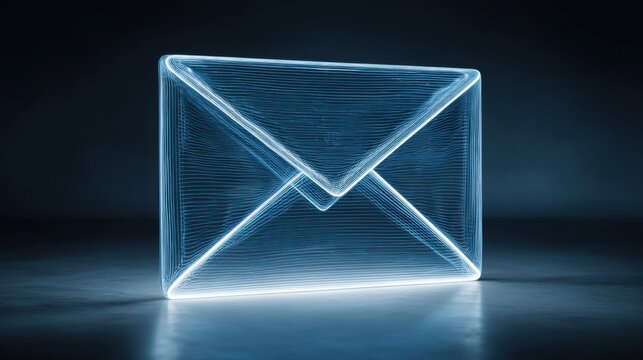 Glowing Envelope Icon Representing Digital Communication in a Dark Space With a Modern Design
