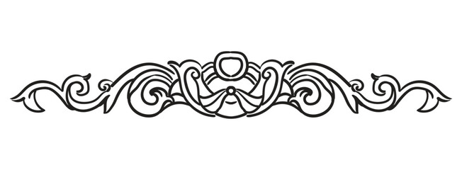 Engraved isolated ornate baroque design element art illustration