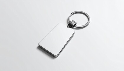 Blank metal keychain mockup with a rectangular shape, perfect for personal branding or design projects