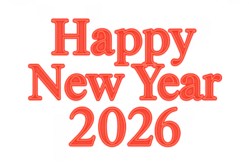 Happy new year 2026 red text celebrating holiday