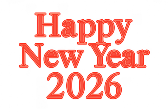 Happy new year 2026 red text celebrating holiday - Powered by Adobe