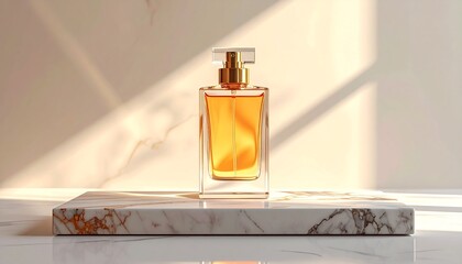 Sunlit Amber A Fragrance in a Gold-Tinted Bottle on Marble