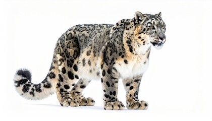  snow leopard isolated on white background