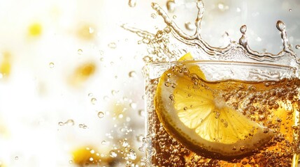 Refreshing lemon tea splash