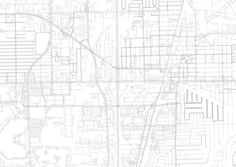 A detailed vector map of Pompano Beach, showing intricate road networks and urban infrastructure with a zoomed-in perspective.