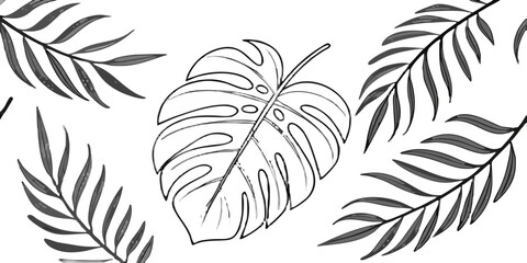 Botanical Line Art Tropical Leaf Modern Minimal Design