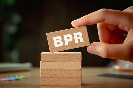 There is wood block with the word BPR. It is an abbreviation for Business Process Re-engineering as eye-catching image.