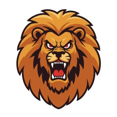 Obraz premium Lion mascot illustration with bold and fierce style. Powerful king of jungle symbol isolated on white background. Perfect for sports team logo, branding, and animal character design.