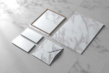 Elegant stationery set on marble (1)