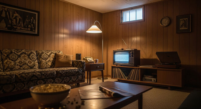 A cozy basement den circa 1978