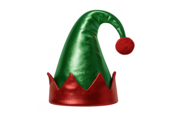 Elf hat with pom-pom on transparent background