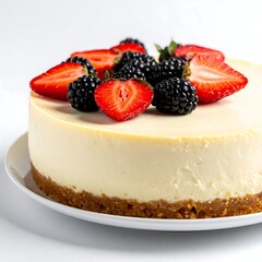 Creamy cheesecake topped with fresh berries