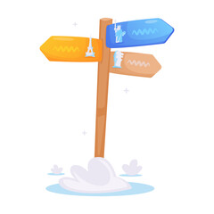 Tourist Sign Board Navigation Vector Object