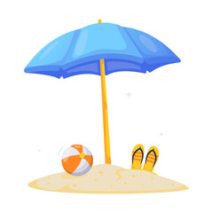 Beach Umbrella Summer Vacation Vector Object