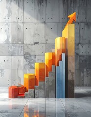 Graphic of rising graph against concrete wall