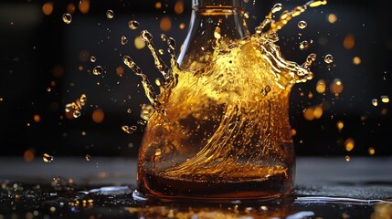 Golden beverage splash