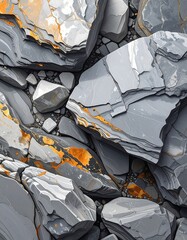 Gray and gold rocks close-up