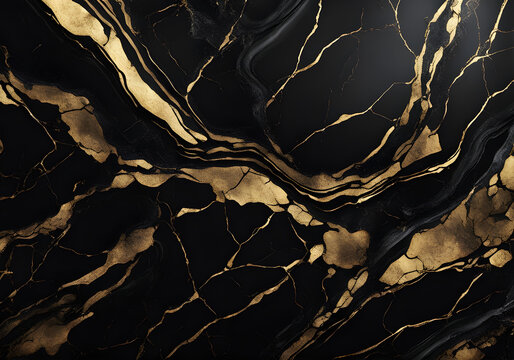 High-end elegance: Gold splashes on black luxury background with marble texture