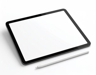 Tablet with stylus: A modern tablet rests beside a stylus, offering a clean and sophisticated presentation for digital content, designs, or interactive displays.