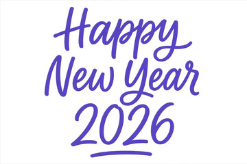 Obraz premium Happy new year 2026 purple script lettering