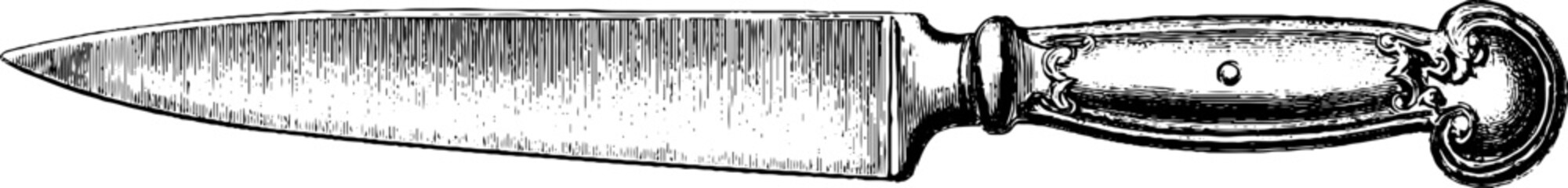 Vintage engraved kitchen knife sketch for culinary design