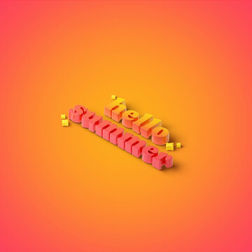 3D words Hello summer. Beautiful inspiring colorful phrase.