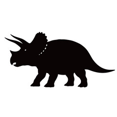 black and white silhouette of a Triceratops vector on a white background