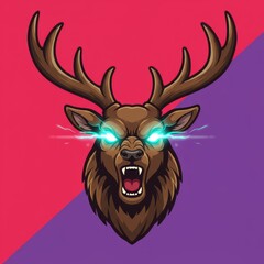 Deer mascot illustration with elegant and strong look. Wild forest animal symbol isolated on white background. Perfect for esport logo, sports team emblem, and branding design.