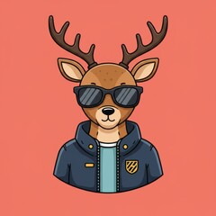 Deer mascot illustration with elegant and strong look. Wild forest animal symbol isolated on white background. Perfect for esport logo, sports team emblem, and branding design.