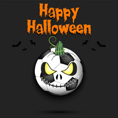 Happy Halloween. Soccer ball as pumpkin